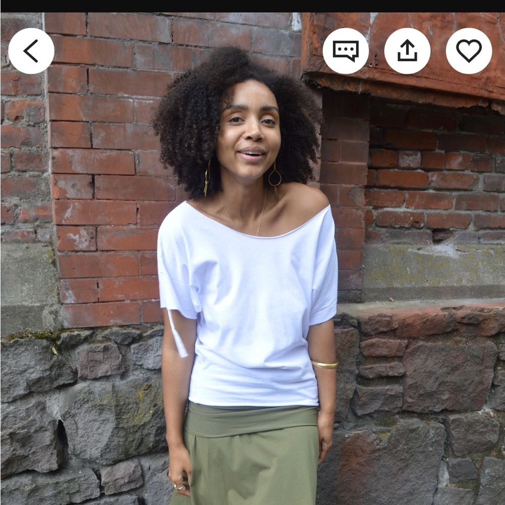 Una Pluma 100% Organic Cotton White Dolman Sleeve T-Shirt